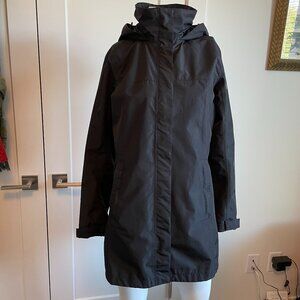 Helly Hansen W Aden Hooded Long Rain Coat Full Zip Reg Fit Activewear Blk S